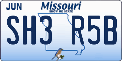 MO license plate SH3R5B