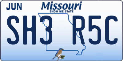 MO license plate SH3R5C