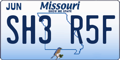 MO license plate SH3R5F
