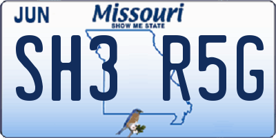MO license plate SH3R5G