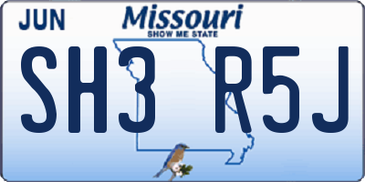 MO license plate SH3R5J