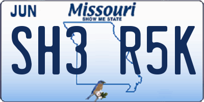 MO license plate SH3R5K