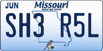 MO license plate SH3R5L