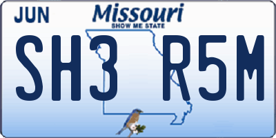 MO license plate SH3R5M