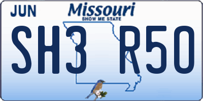 MO license plate SH3R5O