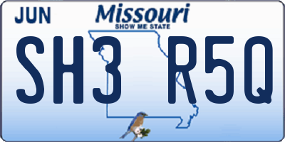 MO license plate SH3R5Q