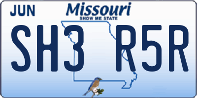 MO license plate SH3R5R