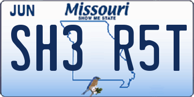 MO license plate SH3R5T