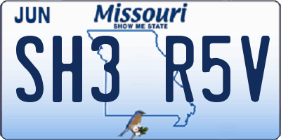 MO license plate SH3R5V