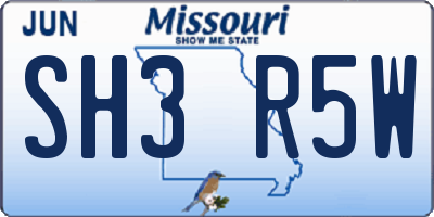 MO license plate SH3R5W