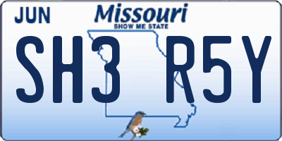MO license plate SH3R5Y