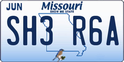 MO license plate SH3R6A