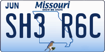 MO license plate SH3R6C