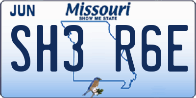MO license plate SH3R6E