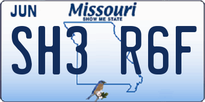 MO license plate SH3R6F