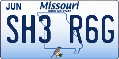 MO license plate SH3R6G