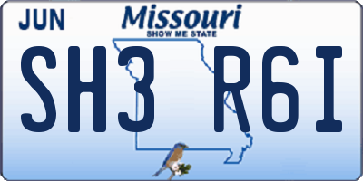 MO license plate SH3R6I