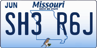 MO license plate SH3R6J