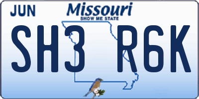 MO license plate SH3R6K