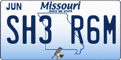 MO license plate SH3R6M