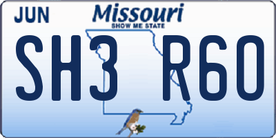 MO license plate SH3R6O