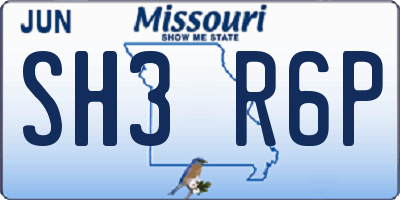 MO license plate SH3R6P