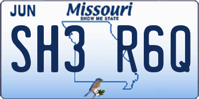 MO license plate SH3R6Q