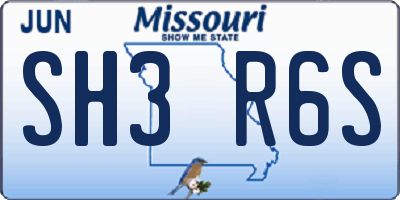 MO license plate SH3R6S