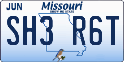 MO license plate SH3R6T