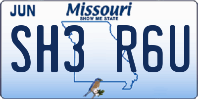MO license plate SH3R6U