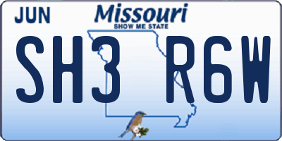 MO license plate SH3R6W