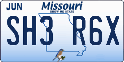 MO license plate SH3R6X