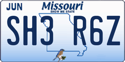 MO license plate SH3R6Z