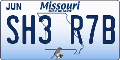 MO license plate SH3R7B