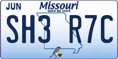 MO license plate SH3R7C