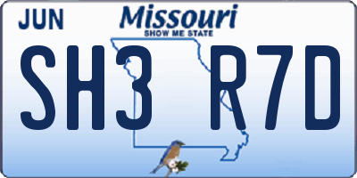 MO license plate SH3R7D