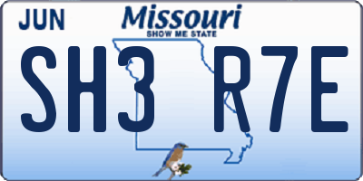 MO license plate SH3R7E