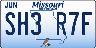 MO license plate SH3R7F