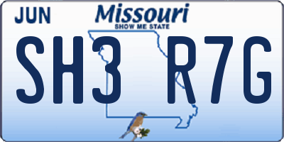 MO license plate SH3R7G