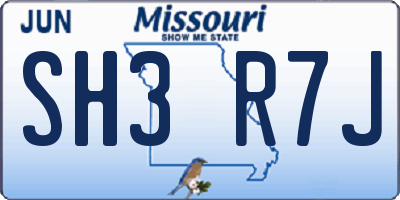 MO license plate SH3R7J