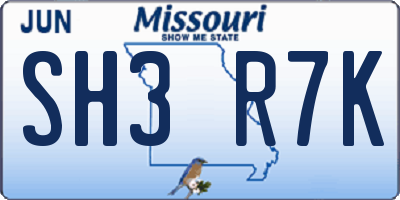 MO license plate SH3R7K
