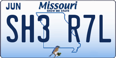 MO license plate SH3R7L