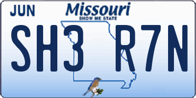 MO license plate SH3R7N