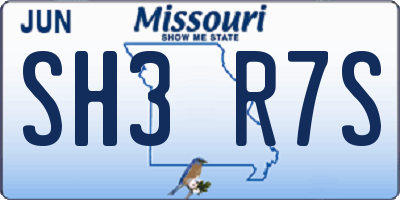 MO license plate SH3R7S