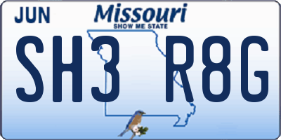 MO license plate SH3R8G