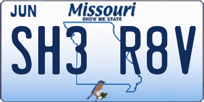 MO license plate SH3R8V