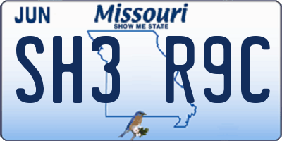 MO license plate SH3R9C