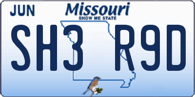 MO license plate SH3R9D