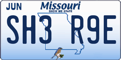 MO license plate SH3R9E