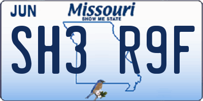 MO license plate SH3R9F